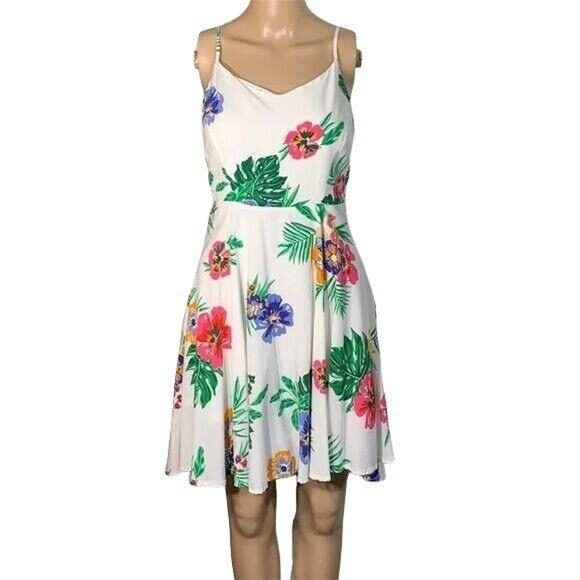 Old Navy Womens Sundress Tropical Floral Print Fit and Flare Sleeveless Small - Picture 1 of 9